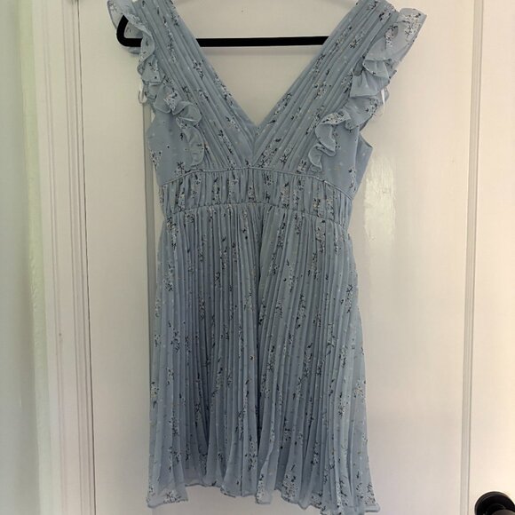 NWT Self Portrait Blue Metallic Floral Mini Dress - Picture 3 of 5